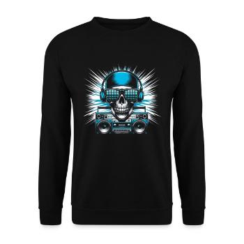Skull With Sunglasses House Music Rave DJ - Unisex Sweatshirt - black - Front - Alina (178cm) & Michal (187cm)