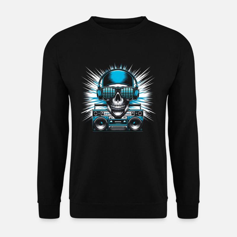 Skull Mit Sonnenbrillen Hausmusik Rave DJ - Unisex Pullover - Schwarz