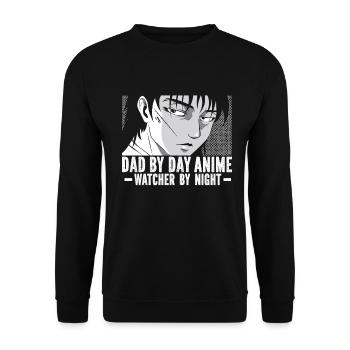 Papa Anime Comme Un Papa Ordinaire Otaku Manga Japonais - Sweat-shirt Unisexe - noir - Devant - Alina (178cm) & Michal (187cm)