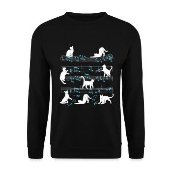 Cats playing with music note cat - Unisex Sweatshirt - black - Front - Alina (178cm) & Michal (187cm)