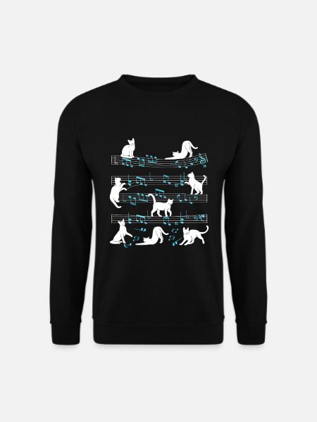 Chats jouant avec un chat de note de musique - Sweat-shirt Unisexe - noir