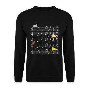Cats playing with music note cat - Unisex Sweatshirt - black - Front - Alina (178cm) & Michal (187cm)