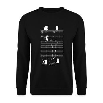 Cats playing with music note cat - Unisex Sweatshirt - black - Front - Alina (178cm) & Michal (187cm)