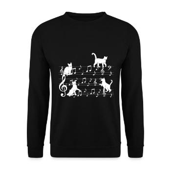 Cats playing with music note cat - Unisex Sweatshirt - black - Front - Alina (178cm) & Michal (187cm)