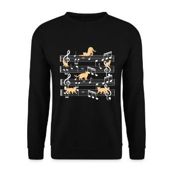 Cats playing with music note cat - Unisex Sweatshirt - black - Front - Alina (178cm) & Michal (187cm)