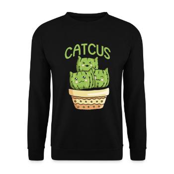 Cat Cactus Succulent Cactus Lover - Unisex Sweatshirt - black - Front - Alina (178cm) & Michal (187cm)