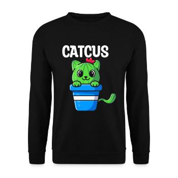 Cat Cactus Succulent Cactus Lover - Unisex Sweatshirt - black - Front - Alina (178cm) & Michal (187cm)