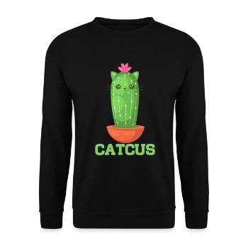 Cat Cactus Succulent Cactus Lover - Unisex Sweatshirt - black - Front - Alina (178cm) & Michal (187cm)