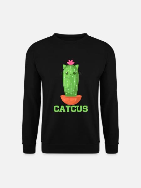 Katze Kaktus Sukkulente Kaktus Liebhaber - Unisex Pullover - Schwarz