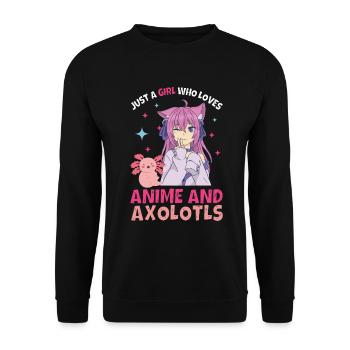 Anime Axolotls Süße Kawaii Teen Girls Kinder - Unisex Pullover - Schwarz - Vorne - Alina (178cm) & Michal (187cm)