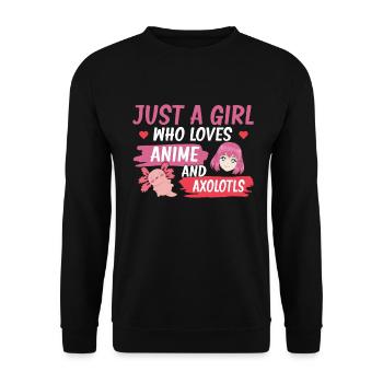 Anime Axolotls Süße Kawaii Teen Girls Kinder - Unisex Pullover - Schwarz - Vorne - Alina (178cm) & Michal (187cm)