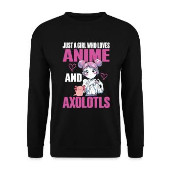 Anime Axolotls Süße Kawaii Teen Girls Kinder - Unisex Pullover - Schwarz - Vorne - Alina (178cm) & Michal (187cm)