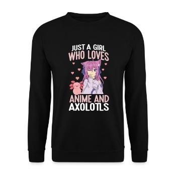 Anime Axolotls Süße Kawaii Teen Girls Kinder - Unisex Pullover - Schwarz - Vorne - Alina (178cm) & Michal (187cm)