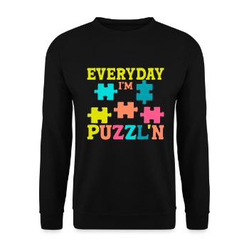 Jigsaw Puzzle Piece Puzzle Lover - Unisex Sweatshirt - black - Front - Alina (178cm) & Michal (187cm)