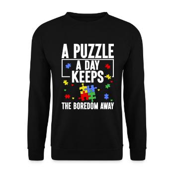 Puzzle Pièce Puzzle Amateur de Puzzle - Sweat-shirt Unisexe - noir - Devant - Alina (178cm) & Michal (187cm)