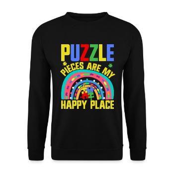 Jigsaw Puzzle Piece Puzzle Lover - Unisex Sweatshirt - black - Front - Alina (178cm) & Michal (187cm)