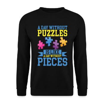 Puzzle Pièce Puzzle Amateur de Puzzle - Sweat-shirt Unisexe - noir - Devant - Alina (178cm) & Michal (187cm)