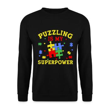 Jigsaw Puzzle Piece Puzzle Lover - Unisex Sweatshirt - black - Front - Alina (178cm) & Michal (187cm)
