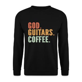 God Guitars Coffee Christian Guitarist - Unisex Sweatshirt - black - Front - Alina (178cm) & Michal (187cm)
