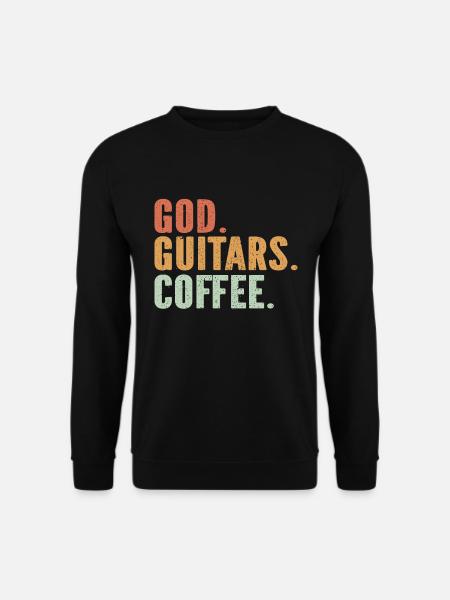 God Guitars Coffee Christian Guitarist - Unisex Sweatshirt - black