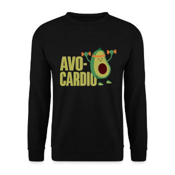 Avo-Cardio Lustiges Wortspiel Training Avocado - Unisex Pullover - Schwarz - Vorne - Alina (178cm) & Michal (187cm)
