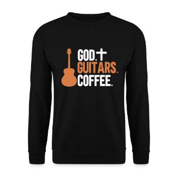 God Guitars Coffee Christian Guitarist - Unisex Sweatshirt - black - Front - Alina (178cm) & Michal (187cm)