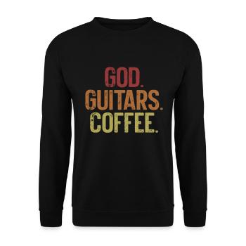 God Guitars Coffee Christian Guitarist - Unisex Sweatshirt - black - Front - Alina (178cm) & Michal (187cm)