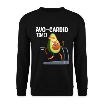 Avo-Cardio Lustiges Wortspiel Training Avocado - Unisex Pullover - Schwarz - Vorne - Alina (178cm) & Michal (187cm)