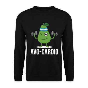 Avo-Cardio Lustiges Wortspiel Training Avocado - Unisex Pullover - Schwarz - Vorne - Alina (178cm) & Michal (187cm)