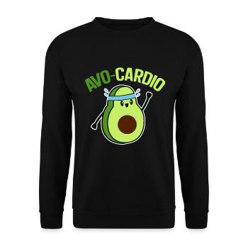 Avo-Cardio Lustiges Wortspiel Training Avocado - Unisex Pullover - Schwarz - Vorne - Alina (178cm) & Michal (187cm)