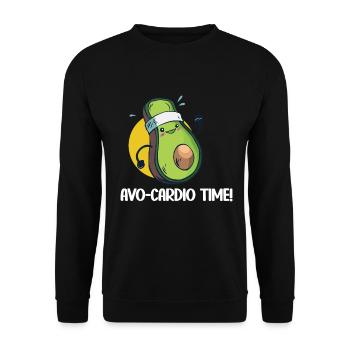 Avo-Cardio Lustiges Wortspiel Training Avocado - Unisex Pullover - Schwarz - Vorne - Alina (178cm) & Michal (187cm)