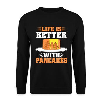 Pancake Breakfast Syrup Food Funny - Unisex Sweatshirt - black - Front - Alina (178cm) & Michal (187cm)