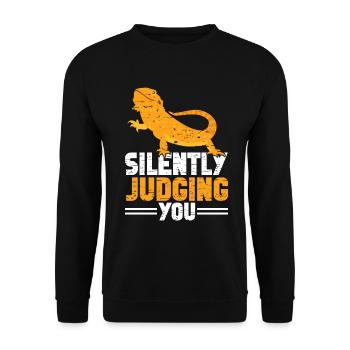 Bärde Drachenliebhaber Pogona Reptile Eidechse - Unisex Pullover - Schwarz - Vorne - Alina (178cm) & Michal (187cm)