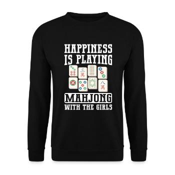 Mahjong Mah Jong Chinesisches Spiel Mah Jongg - Unisex Pullover - Schwarz - Vorne - Alina (178cm) & Michal (187cm)