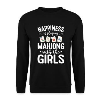Mahjong Mah Jong Chinesisches Spiel Mah Jongg - Unisex Pullover - Schwarz - Vorne - Alina (178cm) & Michal (187cm)
