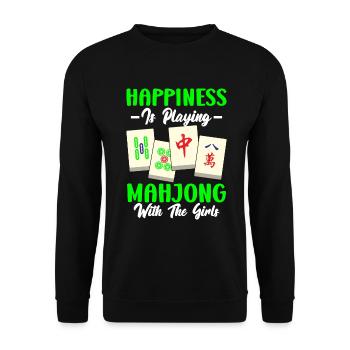 Mahjong Mah Jong Chinesisches Spiel Mah Jongg - Unisex Pullover - Schwarz - Vorne - Alina (178cm) & Michal (187cm)