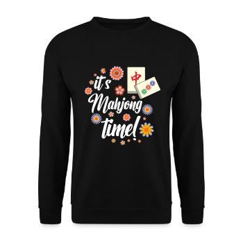 Mahjong Mah Jong Chinesisches Spiel Mah Jongg - Unisex Pullover - Schwarz - Vorne - Alina (178cm) & Michal (187cm)