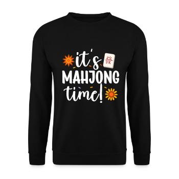 Mahjong Mah Jong Chinesisches Spiel Mah Jongg - Unisex Pullover - Schwarz - Vorne - Alina (178cm) & Michal (187cm)