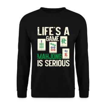 Mahjong Mah Jong Chinesisches Spiel Mah Jongg - Unisex Pullover - Schwarz - Vorne - Alina (178cm) & Michal (187cm)