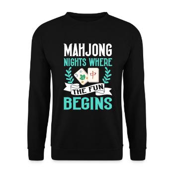 Mahjong Mah Jong Chinesisches Spiel Mah Jongg - Unisex Pullover - Schwarz - Vorne - Alina (178cm) & Michal (187cm)