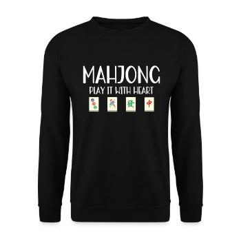 Mahjong Mah Jong Chinesisches Spiel Mah Jongg - Unisex Pullover - Schwarz - Vorne - Alina (178cm) & Michal (187cm)