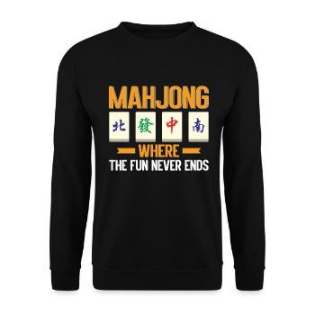 Mahjong Mah Jong Chinesisches Spiel Mah Jongg - Unisex Pullover - Schwarz - Vorne - Alina (178cm) & Michal (187cm)
