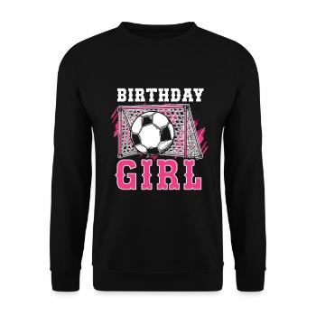 Geburtstagsmädchen Fußball Bday Party Thema - Unisex Pullover - Schwarz - Vorne - Alina (178cm) & Michal (187cm)