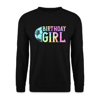 Geburtstagsmädchen Fußball Bday Party Thema - Unisex Pullover - Schwarz - Vorne - Alina (178cm) & Michal (187cm)