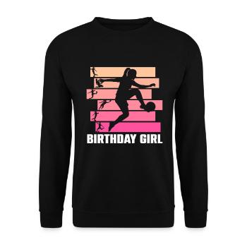 Geburtstagsmädchen Fußball Bday Party Thema - Unisex Pullover - Schwarz - Vorne - Alina (178cm) & Michal (187cm)