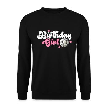 Geburtstagsmädchen Fußball Bday Party Thema - Unisex Pullover - Schwarz - Vorne - Alina (178cm) & Michal (187cm)