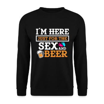Ich Bin Nur Für Den Sex Und Das Bier Hier - Unisex Pullover - Schwarz - Vorne - Alina (178cm) & Michal (187cm)