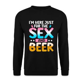 Ich Bin Nur Für Den Sex Und Das Bier Hier - Unisex Pullover - Schwarz - Vorne - Alina (178cm) & Michal (187cm)