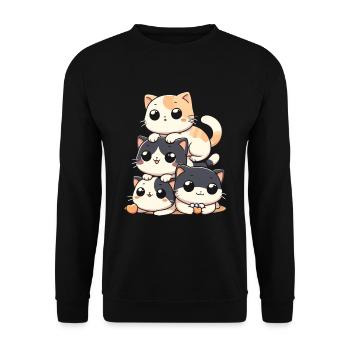 Stapel Von Kitty Cats Stapel Kawaii Meowtain Anime - Unisex Pullover - Schwarz - Vorne - Alina (178cm) & Michal (187cm)
