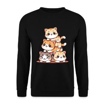Stapel Von Kitty Cats Stapel Kawaii Meowtain Anime - Unisex Pullover - Schwarz - Vorne - Alina (178cm) & Michal (187cm)